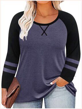 Plus Size Long Sleeve Henley Tunic Top Fall Blouse XL-5XL